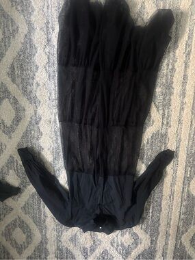 Elegant Black Sheer-Tier Jumpsuit